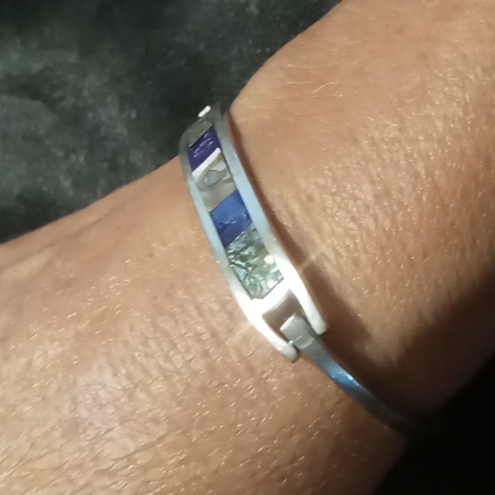 Taxco Mexican silver bracelet with abalone shell inlay - Picture 1 of 6